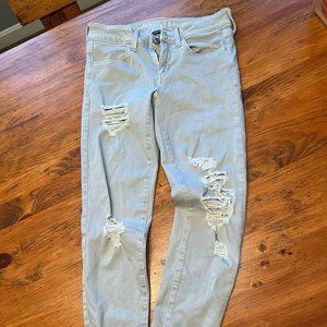 EUC AEO Light Ripped Super Stretch Jeggings Sz 2 Regular